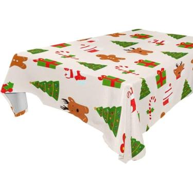 Imagem de Burbuja Toalha de mesa de árvore de Natal, toalha de mesa quadrada anti-rugas grossa para decoração de jantar, cozinha, festa, 152 x 152 cm