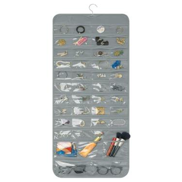 Imagem de Bloss Organizador de joias para pendurar com 90 bolsos, organizador de brincos para presente de dia dos namorados, suporte de joias de dupla face para brincos, colares, anéis no armário, parede, porta