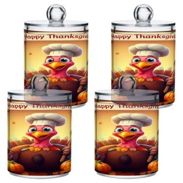 Imagem de STAYTOP 4 frascos de boticário Qtip Dispensador Qtip para banheiro com etiquetas – Recipiente de armazenamento Qtip de plástico transparente para bola de algodão, cotonete, grão de café - Peru de Ação