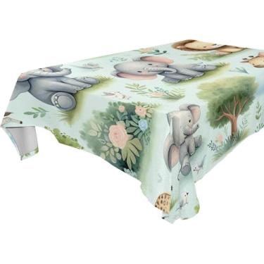 Imagem de Burbuja Toalha de mesa de animais da floresta, toalha de mesa retangular, anti-rugas, grossa para decoração de jantar, cozinha, festa, 152 x 228 cm