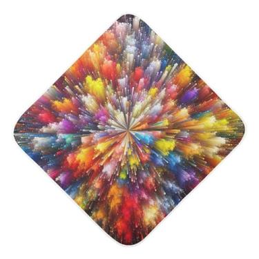 Imagem de Burbuja Toalha de banho de bebê Color Explosion - Toalha com capuz de musselina macia e absorvente para recém-nascidos, 89 x 89 cm