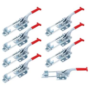Imagem de HARFINGTON 8 peças 431 braçadeira de trava de alternância M6 x 50 mm 350.2 kg capacidade de retenção ajustável trava de tração de liberação rápida grampos de ferrolho de ferro galvanizado para tampa