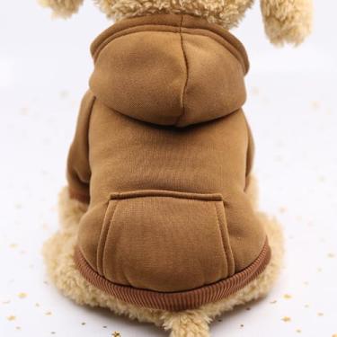 Imagem de Moletom com capuz para cães de inverno com bolsos, roupas quentes para cães pequenos, chihuahua, casaco, roupas para filhotes e gatos (café P)