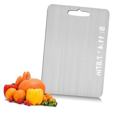 Imagem de Tábuas de corte de titânio para cozinha, tábua dupla face para cortar legumes e carne, fácil de limpar (P: 29 x 20 cm)