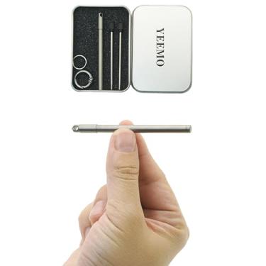 Imagem de YEEMO Mini caneta de titânio, caneta EDC pequena compacta e elegante com chaveiro, corpo de titânio durável (apenas 82 mm de comprimento e vem com 2 cartuchos de recarga) (Y-C)