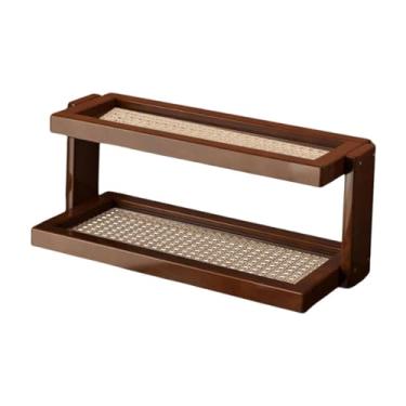 Imagem de Generic Organizador de Canecas de Café, Prateleira para Condimentos, Prateleira Expositora Moderna de Duas Camadas para Cupcakes, Decoração de Casa e, Rattan Pp 42x14x17cm