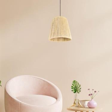 Imagem de Luminária Pendente Modelo Athenas em Corda Sisal Natural Palha Fio Preto