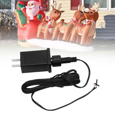 Imagem de 2 adaptadores infláveis de substituição para quintal, fonte de alimentação classe 2 de 1A com cabo de extensão de 3 metros, plugue à prova d'água para decorações infláveis ao ar livre, luzes de LED