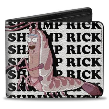 Imagem de Buckle-Down Carteira Rick and Morty, dobrável, camarão Rick Pose e texto branco preto, couro vegano