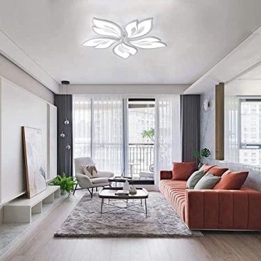 Imagem de RAUGAJ Lustres, luzes de teto de LED para quarto de estar, luz de controle remoto regulável, design moderno, iluminação embutida para sala de jantar, cozinha, banheiro, decoração de parede/cinco