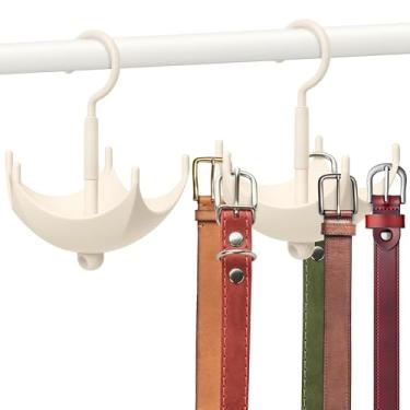 Imagem de Belanttega Gancho de guarda-chuva branco, 2 peças, presente de Natal, cinto, sutiã, organizador de armário empilhável para bolsa, lenços, chapéu, ganchos rotativos de 360° para casa, cozinha, banheiro