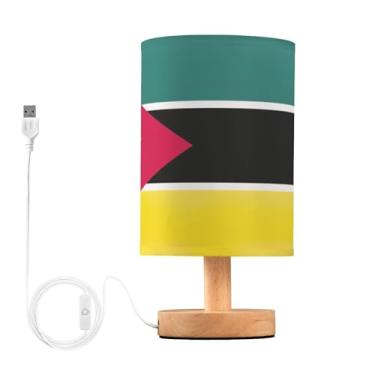 Imagem de Joisal Luz noturna de cabeceira com bandeira de Moçambique, luminária de mesa LED com porta USB, mesa lateral, essencial para quarto