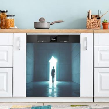 Imagem de Man Arrow Azul Lava-louças Capas Magnéticas Decorativas Impermeáveis Ímã de Geladeira Adesivos de Geladeira 58 cm x 66 cm