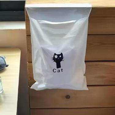 Imagem de 60 sacos de lixo autoadesivos para gatos fofos, sacos de plástico descartáveis para uso doméstico, escritório e ao ar livre