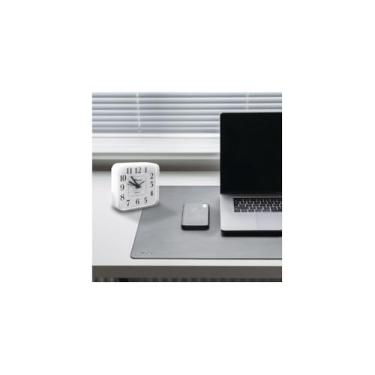 Imagem de Relógio de Mesa de Ponteiro, Branco, Polipropileno, Quadrado, 8x7.5x3.5cm, Pilha AA 1.5V, 65g, Design Minimalista