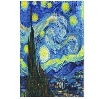 Imagem de Quebra-cabeça abstrato noite estrelada céu azul adulto 500 peças presentes elefante branco engraçado divertido família quebra-cabeça bonito pintura animal, 500 peças, 52 cm x 37,8 cm