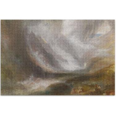 Imagem de J. M. W. Turner Valley Snowstorm Avalanche Pintura Quebra-cabeça 1000 Peças Adultos Jogo Quebra-cabeça Presentes Mordaça Presente Quebra-cabeça Arte Arte Animal Print, 75 x 40 centímetros