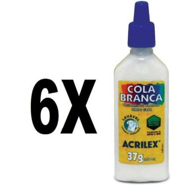 Imagem de Cola Branca 37g Acrilex Kit com 6 Unidades