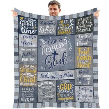 Imagem de Wxiben Cobertor de presentes cristãos para homens - I Am A Child of God Cobertor inspirador de batismo religioso presente de aniversário Natal fé católica presentes bíblicos para meninos padres