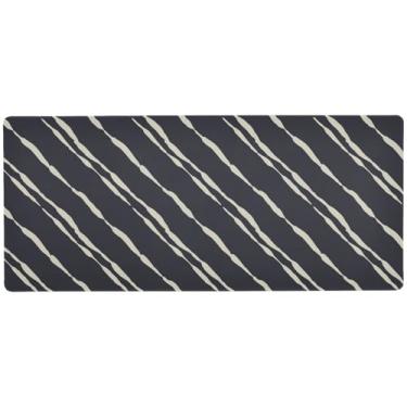 Imagem de Tapete de mesa preto Abstract Waves para jogos e escritório, mouse pad grande para mulheres de mesa, 90 x 40 cm, superfície lisa e antiderrapante