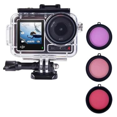 Imagem de Estojo de casa impermeável com conjunto de filtros de mergulho para DJI Osmo Action 5 Pro/4/3, 60 m/197 pés Deep Diving Portective Case