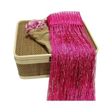 Imagem de Cortina De Cordão Com Glitter E Contas 2Mx1M Com Franjas Brilhantes Pa