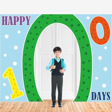 Imagem de Happy 100 Days Backdrop Photo Prop 100th Day of School Door Banner Decorações Happy 100 Days School Photography Background for Kids Kindergarten Preschool Classroom 100th Day Party Supplies Favors