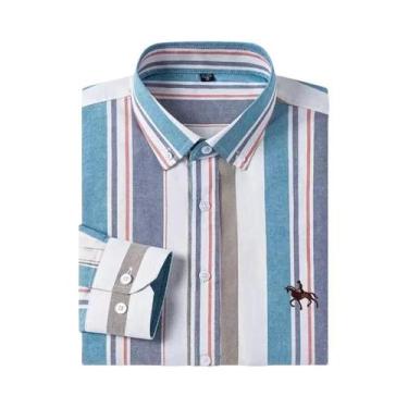 Imagem de Camisa Social Masculina De Manga Longa Em Oxford 100% Algodão, Estilo 