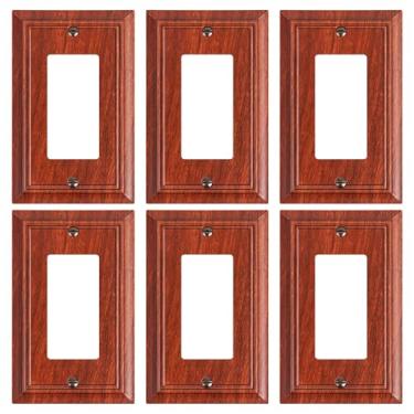 Imagem de Pacote com 6 placas decorativas para tomadas, placas decorativas de grão de madeira e tampas de tomada, placas de parede de fibra de bambu natural durável para tomadas elétricas, receptáculos, tomadas
