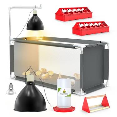 Imagem de Kit inicial de caixa de chocadeira de frango, chocadeira interna de 10,6 pés³ para pintinhos, patinhos e codornas, estrutura de aço inoxidável, Oxford impermeável, lâmpada de calor de 75 W