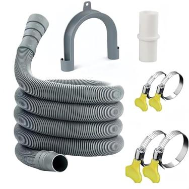 Imagem de Kit universal de mangueira de drenagem para máquina de lavar, 3 m, extra longo com suporte de dobra em U e 4 braçadeiras, para lavadora, lava-louças, desumidificador, pia RV