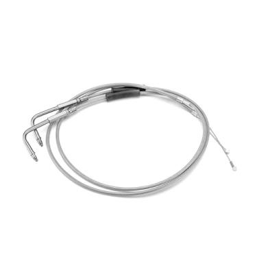 Imagem de Mofun Kit de cabo de aceleração e marcha lenta de comprimento estendido de 117 cm de aço inoxidável compatível com Harley Sportster XL 883 1200 Softail Dyna, cromado