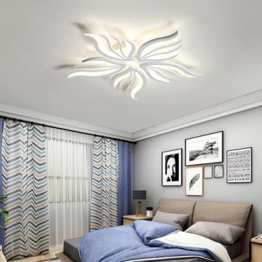 Imagem de Luminária de teto LED moderna com design de flor, 74 cm (29 polegadas), dimerizável, ultrafina, em acrílico, com controle remoto, ideal para sala de estar, quarto e sala de jantar (branca, 5