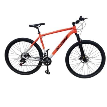 Imagem de Bicicleta Aro 29 KSW XLT 21 V MTB Index Disco Mecânico Suspensão 80mm Unissex (Laranja/Branco/Preto, 19)