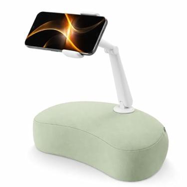 Imagem de Travesseiro suporte de telefone para cama com braço flexível, suporte giratório de 360° para deitar, almofada crescente patenteada compatível com iPhone e telefones de 4,7 a 7 polegadas, suporte mãos