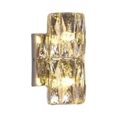 Imagem de Aplique De Parede Em Cristal Dourado E Prateado, Luzes De Aço Inoxidáv