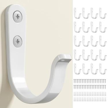 Imagem de jockcaras 20 ganchos de parede para banheiro, cozinha, armário e garagem - Ganchos de metal branco para pendurar casacos, toalhas, chapéus, chaves, sacos e xícaras de café - Comporta até 18 kg