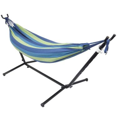 Imagem de Rede de Descanso Dormir com Suporte Desmontável Área de Lazer Camping Importway Iwsrr-Az Azul