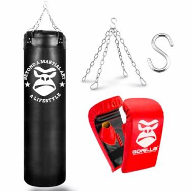 Imagem de Saco De Pancada Profissional 120 cm + Luva Bate-Saco Gorilla (Vermelho)