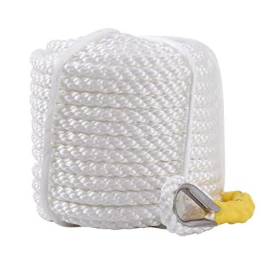 Imagem de 3/20.3 cm X 300 Ft Trança Trançado Poliéster Âncora Corda Dock Line Corda de Âncora Branca Corda de Âncora Trançada Linha de Âncora