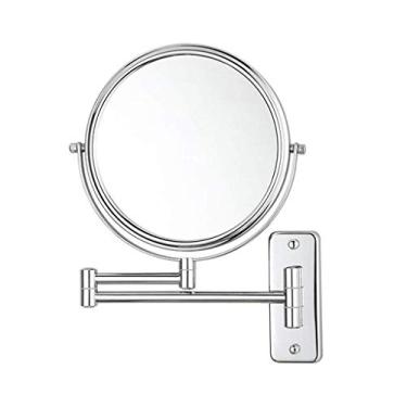 Imagem de U5GAAALPPQ9 Espelho de parede de 20 cm espelho telescópico de banheiro espelho prata ampliação 5X espelho de vaidade dupla face (cor: prata, tamanho: 20,3 cm 5 X)