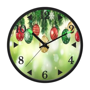 Imagem de STAYTOP Relógio de parede LED com enfeite de Natal para quarto com brilho noturno, relógios de parede silenciosos de 30 cm para decoração de sala de estar, controle de som, relógio de parede moderno