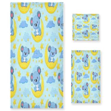 Imagem de xigua Conjunto de toalhas de banheiro coalas de desenho animado absorvente macio 3 peças toalha de banho toalha de mão toalhas decorativas para banheiro, academia, hotel, praia, piscina