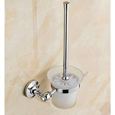 Imagem de Escova de vaso sanitário e suporte, resistente à ferrugem e aço inoxidável conjunto de escova de limpeza de vaso sanitário redondo para banheiro e vaso sanitário