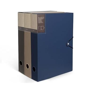 Imagem de Organizador de arquivos, 3 peças, caixa de arquivos espessa, pasta A4 de grande capacidade, com fivela de corda, organizador de arquivos de informações para escritório, escola, hospitais, material de