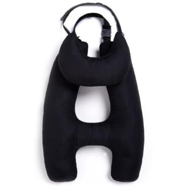 Imagem de Travesseiro de Viagem em Formato H com Almofada de Pescoço – Fibra Siliconada – Infantil e Adulto(PRETO)