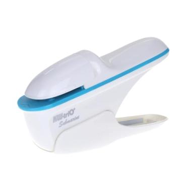 Imagem de oshhni Grampeador manual portátil, grampeador compacto, sem grampos, de papel para folhetos e brochuras, Branco