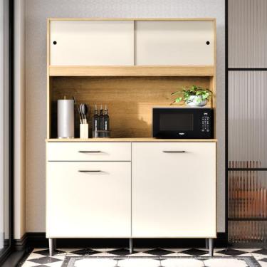 Imagem de Armário De Cozinha Grazi 4 Portas Com Gaveta MDF MDP 90cm Design Moder