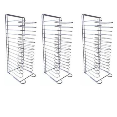 Imagem de 3 Suportes Organizador Para Forma De Pizza 25 A 35 Cm-rack - Ferro e A