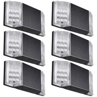 Imagem de TORCHSTAR Iluminação de emergência LED, luzes de emergência comerciais com bateria reserva, certificação UL, duas cabeças quadradas, AC 120/277V, luminárias de saída com fio para negócios, preto